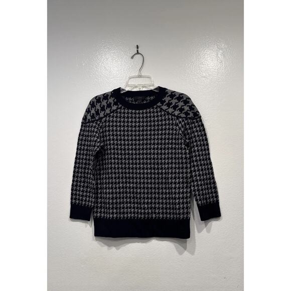 J. Crew 100% Merino Wool Houndstooth Sweater Women’s Size Small Navy Gray Preppy - Picture 1 of 7